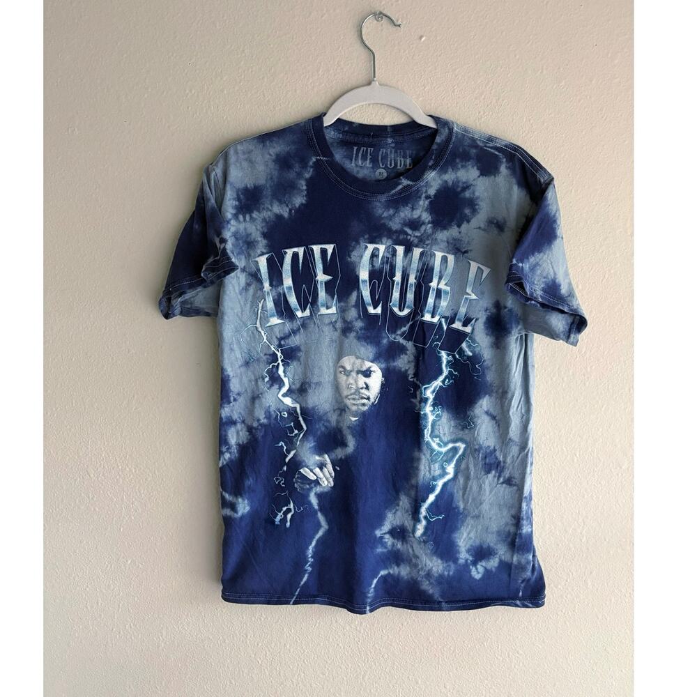 Ice Cube Blue Tye Dye T shirt streetwear hiphop retro graphic tee skate grunge